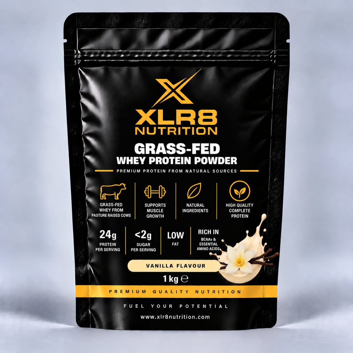 XLR8 Nutrition Grass-Fed Whey Protein Powder Vanilla 1kg